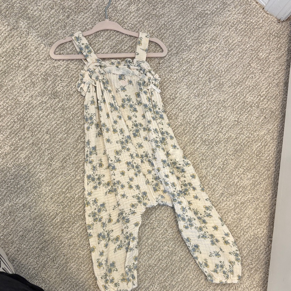 Cream Floral Smocked Romper